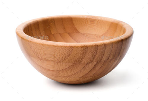 Single empty wooden bowl